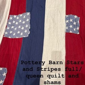 Pottery Barn Stars and Stripes Full/Queen quilt and 2 standard shams.